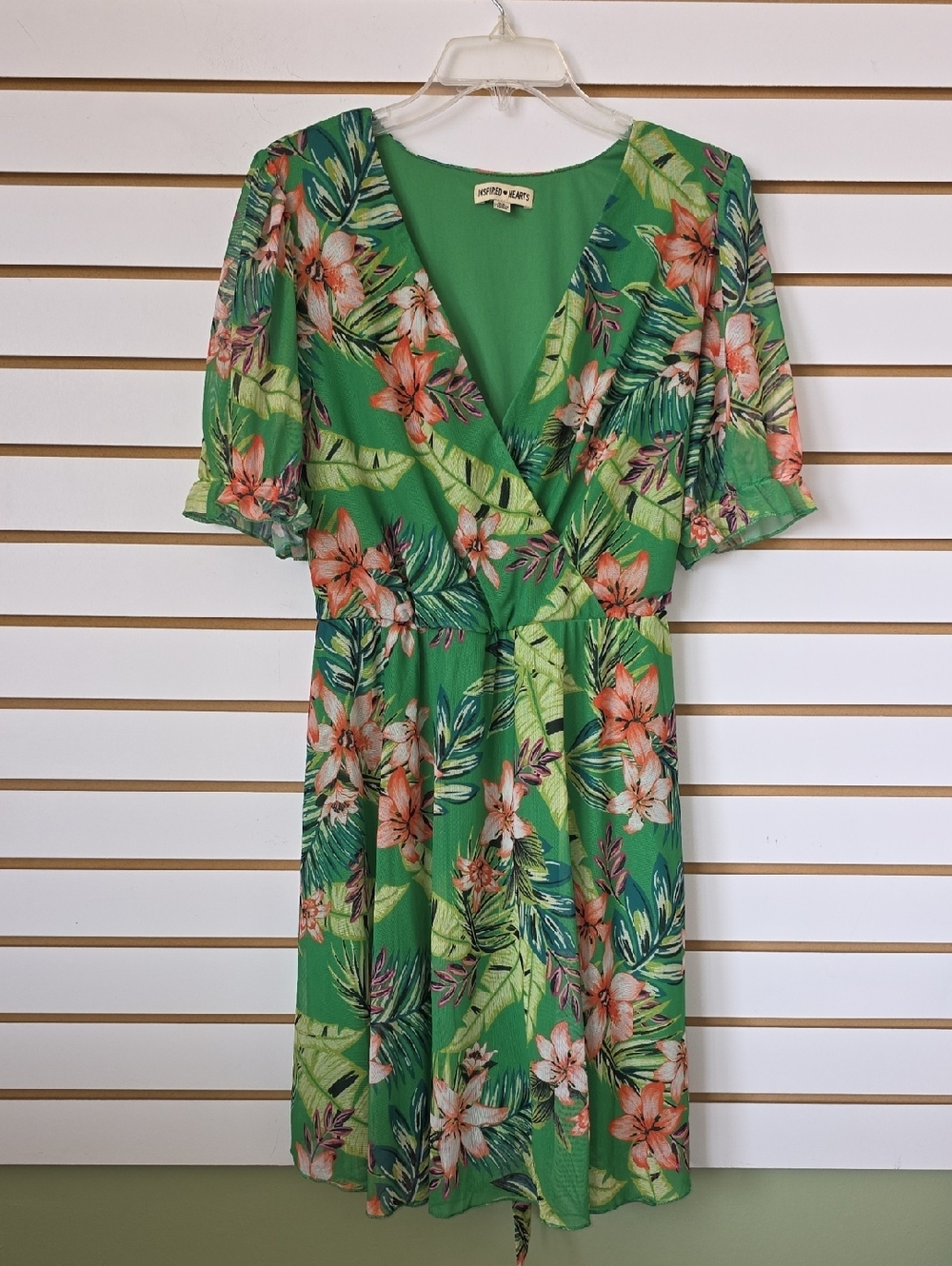 Inspired Hearts Green Tropical Floral Dress